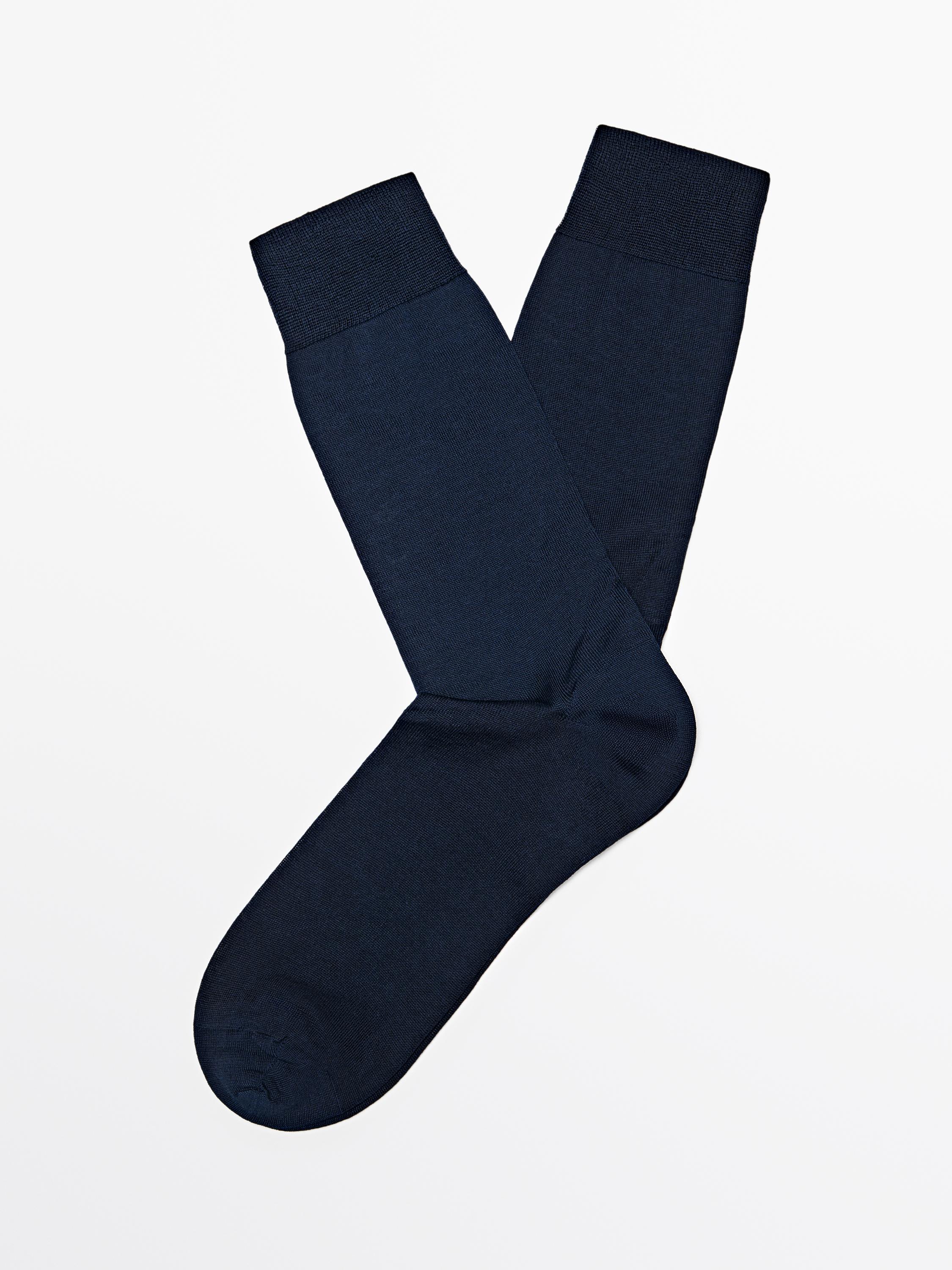 Классические однотонные носки Massimo Dutti, navy blue — фото 2