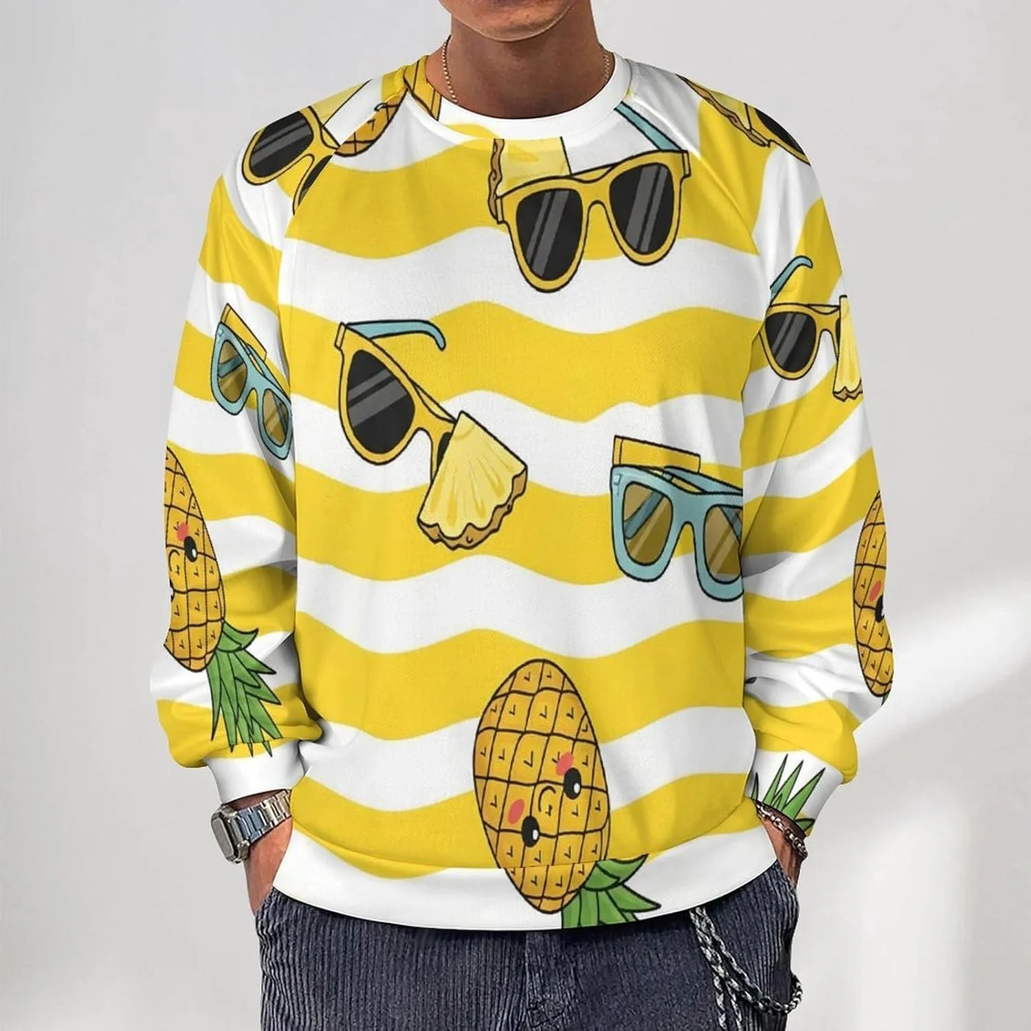 Cartoon-octopus свитшот для мужчин, Crewneck Pullover (Available in Big & Tall) — фото 2
