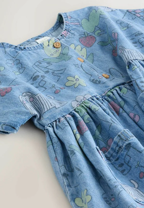 Джинсовое платье прямого кроя с короткими рукавами Next, Pet Print Denim — фото 3