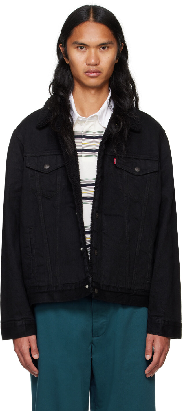 

Черная куртка Trucker из шерпы-денима Type III Levi's