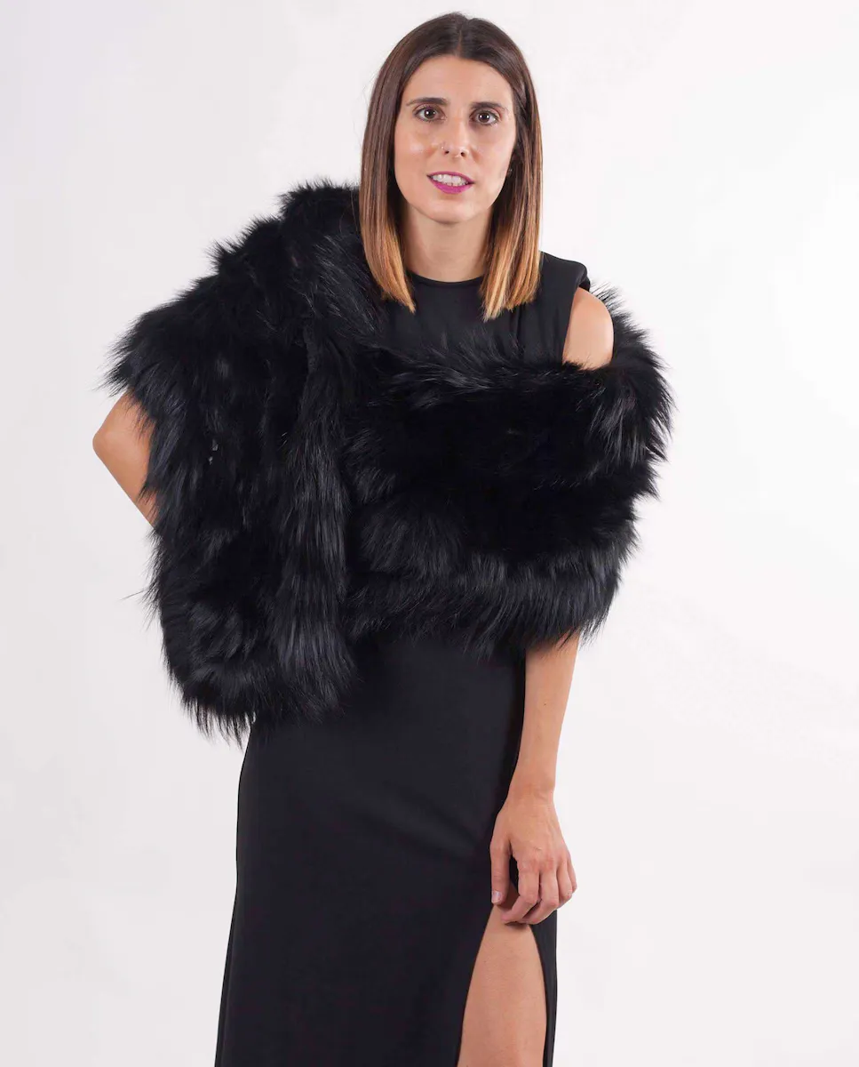 

Женская регулируемая шаль из натуральных волос черного цвета MR Complements, черный