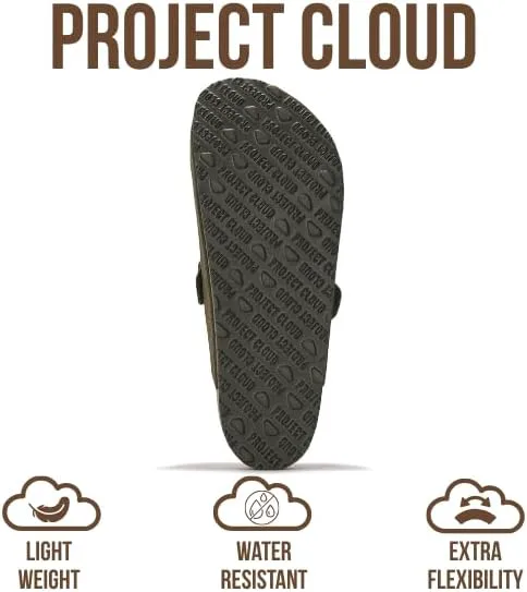 Мужские сабо Project Cloud - 100% натуральная кожа полного зерна, с мягкой подошвой из памяти формы и поддержкой свода стопы, натуральная пробковая стелька - нескользящие домашние тапочки для мужчин (Бруклин), оливковый — фото 3