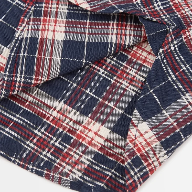 Tommy Hilfiger Рубашка мужская в клетку Navy Blue Red Plaid 0MT Lapel Moderate Others — фото 4