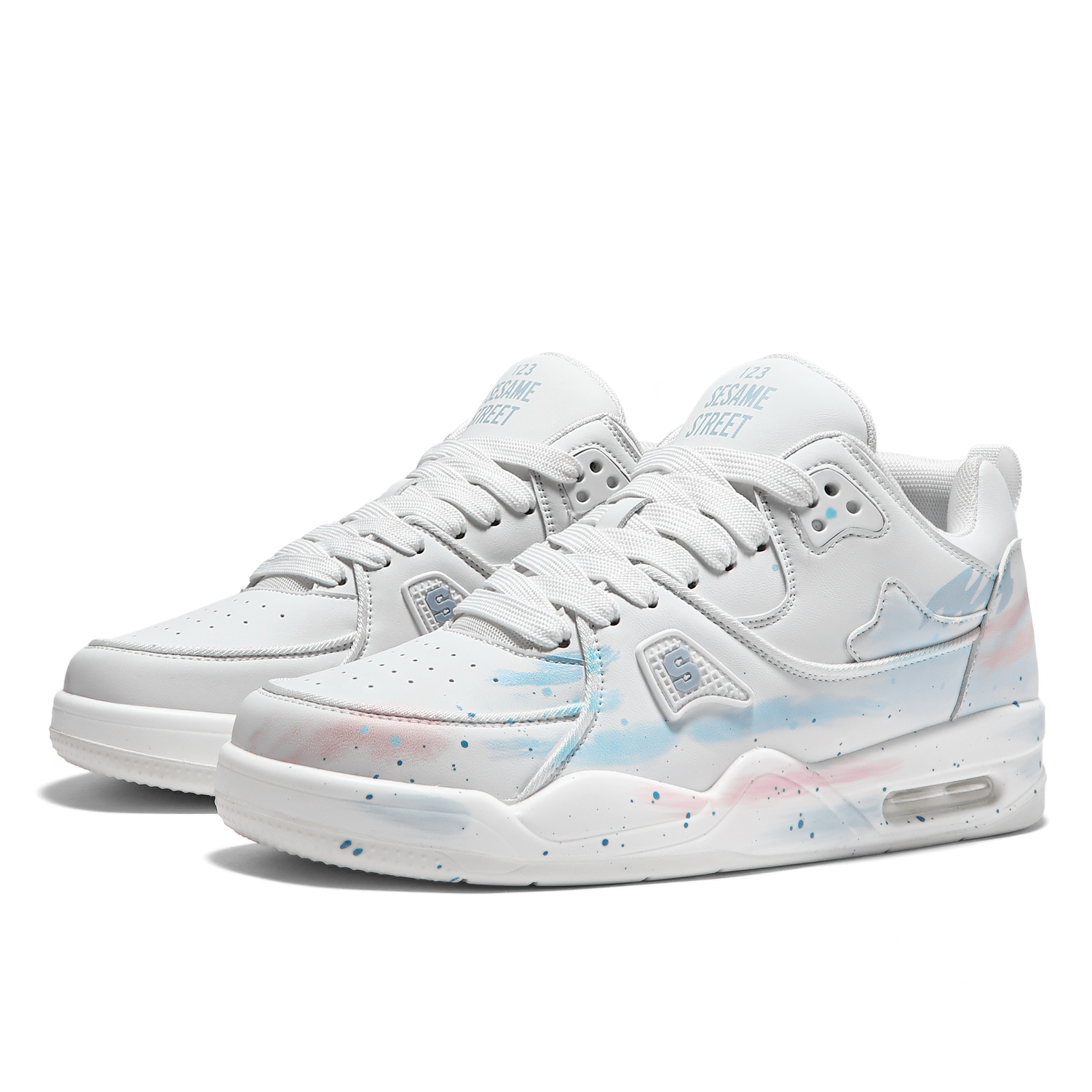 

Microfiber Leather Slip Resistant, Abrasion Resistant, Breathable, Impact Resistant, Rebound Mid top SESAME STREET, розовый mist синий