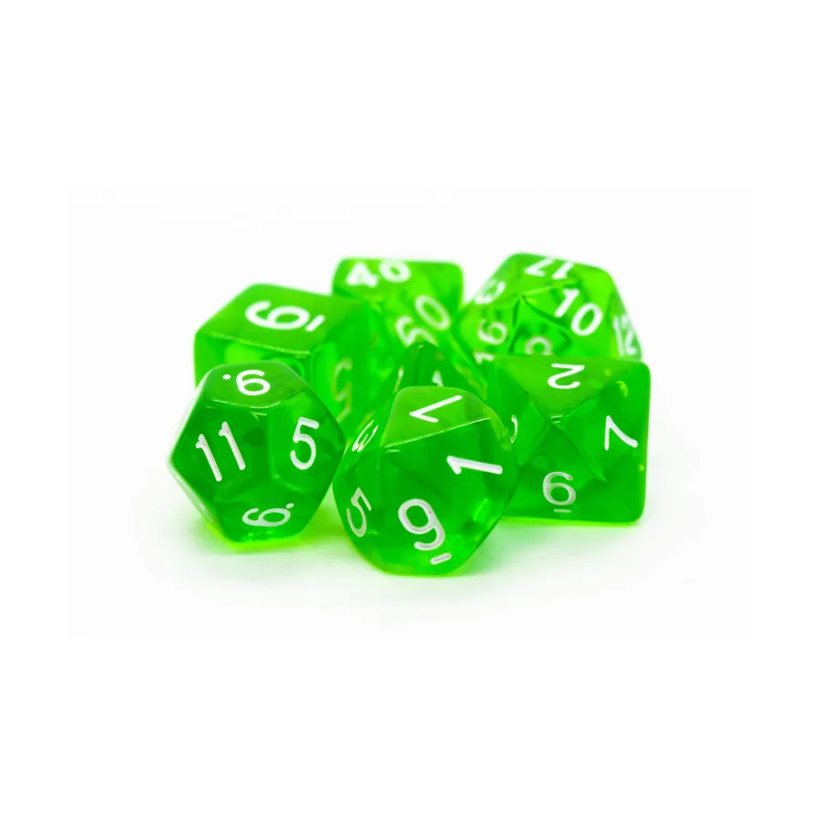 

Поли-набор Светло-зеленый с белым (7), Acrylic-Resin Dice - Translucent