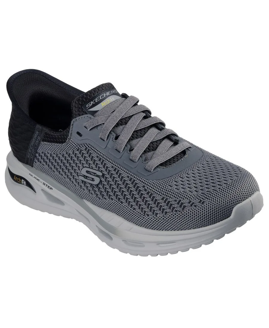 Мужские слипоны свободного кроя: модель Arch Fit Orvan - Drex Casual Wide-Width Walking Sneakers от Finish Line Skechers, серый, черный