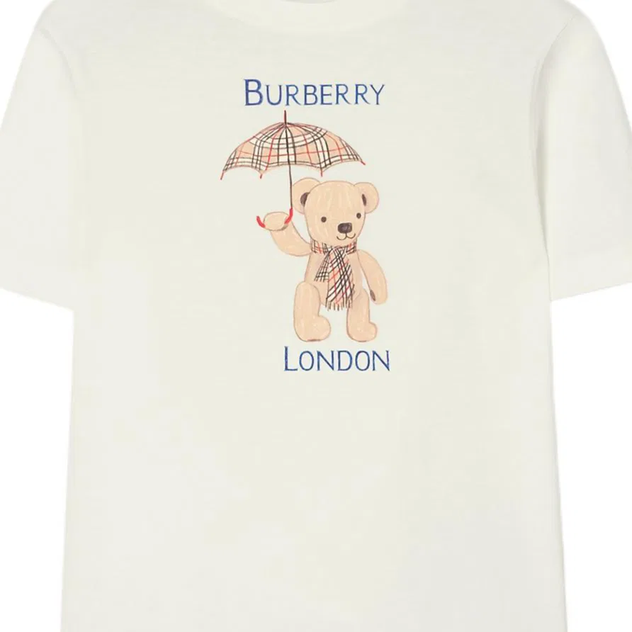 Футболка Burberry Kids с круглым вырезом, Chalk White — фото 4