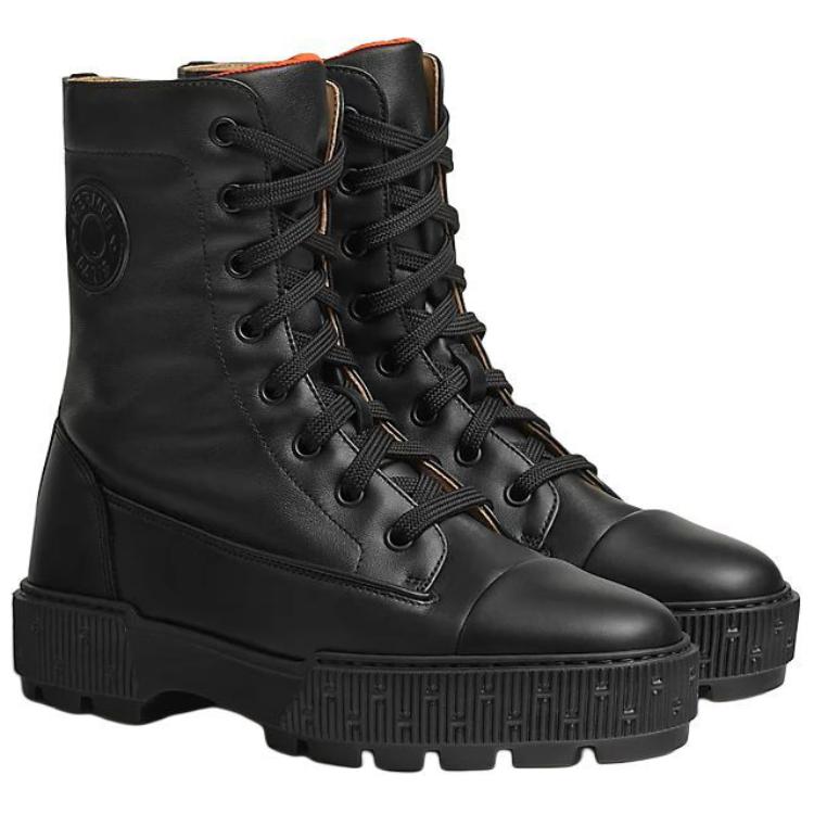Свежие черные женские полусапожки на каблуке 4 см HERMES — фото 3