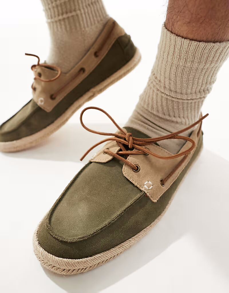 Туфли-лодочки schuh Perez цвета хаки и серо-коричневой замши — фото 3