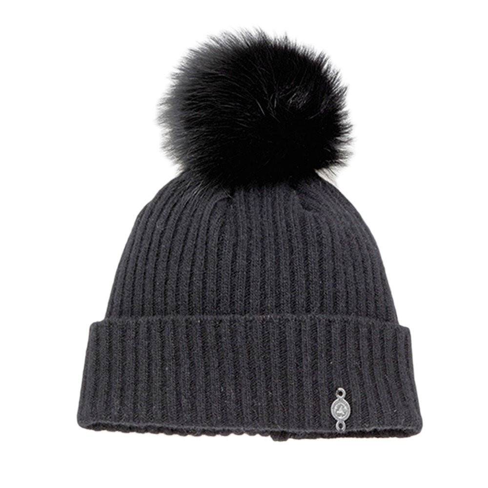 

Шапка-бини Harricana из переработанного кашемира с натуральным мехом из переработанных материалов (женская), Black