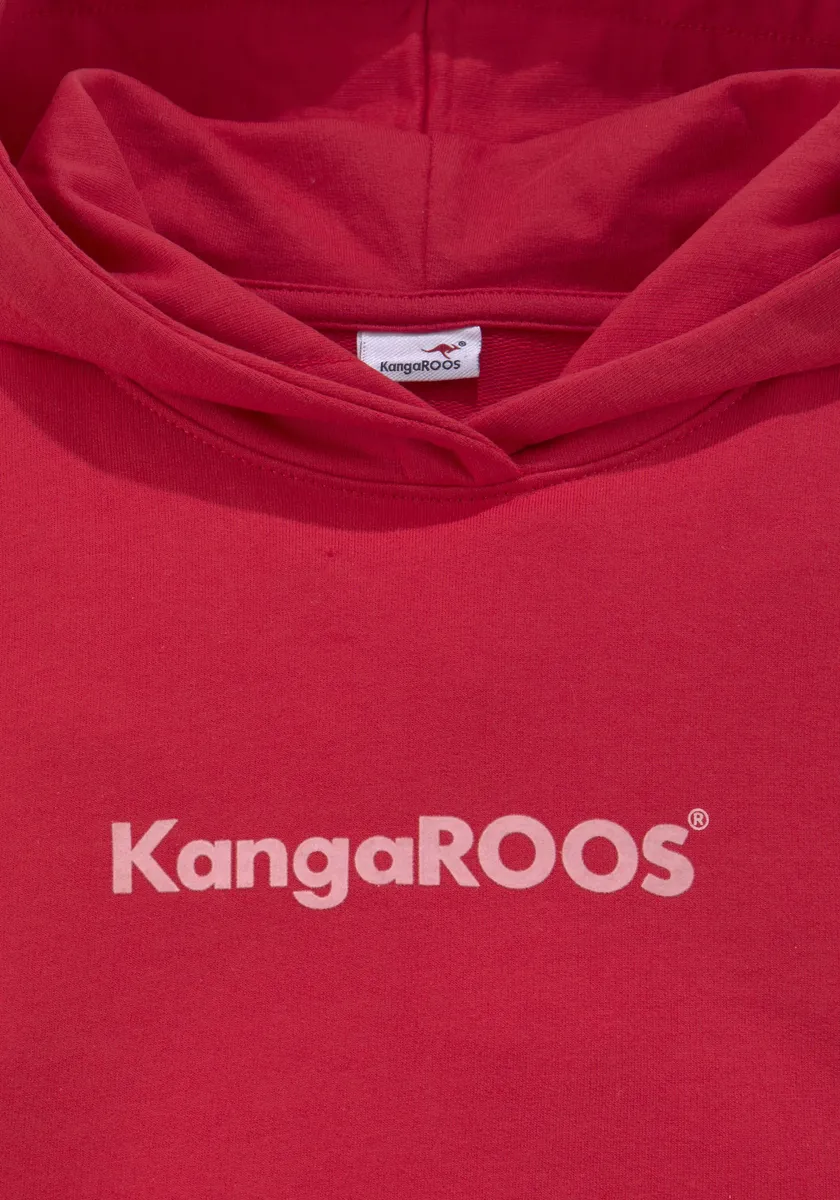 Толстовка KangaROOS с капюшоном и флоковым принтом, красный — фото 4