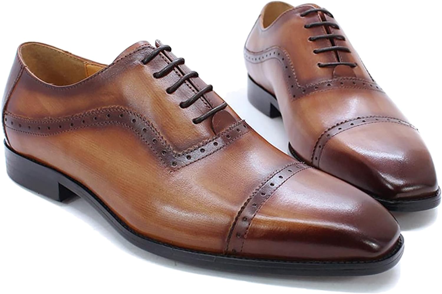 

Мужские кожаные броги с шнуровкой, оксфорды с крыловидной носочной частью, винтажные броги, офисные формальные свадебные туфли дерби, черные, размер 46 Generic