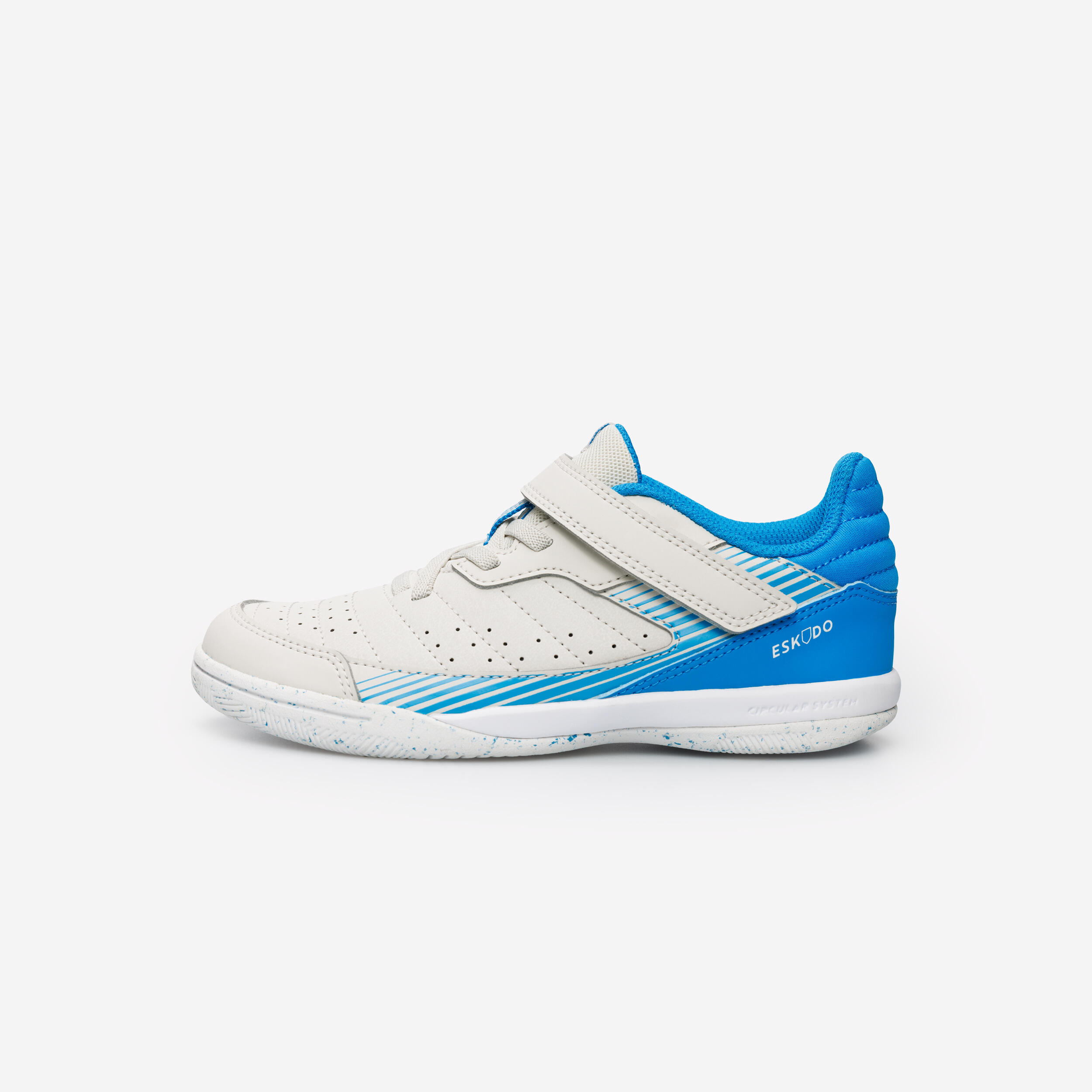 

Детские футбольные бутсы для мини-футбола Kipsta Trainers Eskudo 500 - бежевый/синий