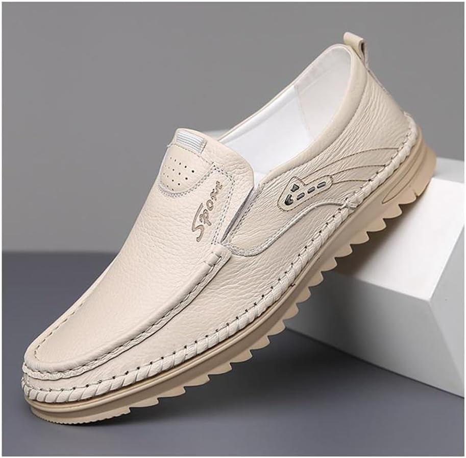Мужские лоферы Повседневная обувь Слипоны Вождение Лоферы с резиновой подошвой Мягкие Abborora, бежевый — фото 2