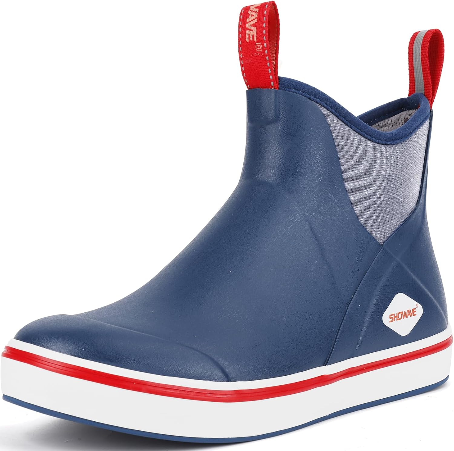 

Мужские ботинки Showave Deck водонепроницаемые резиновые ботинки до щиколотки, противоскользящие для лодок, для парусного спорта, рыбалки и активного отдыха на природе, темно-синий