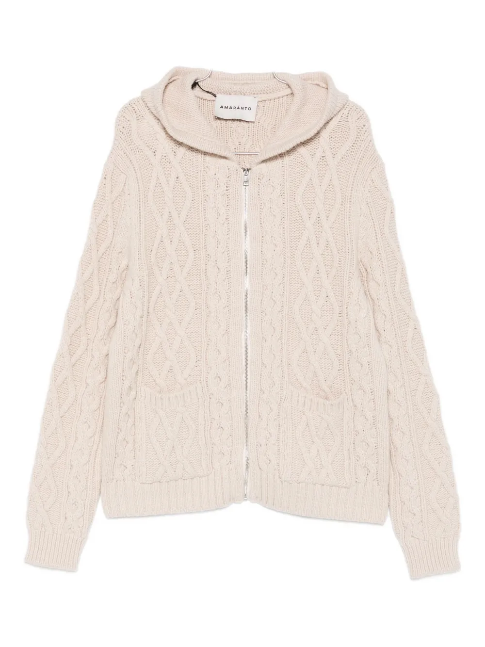 

Кардиган с капюшоном и вязкой "косы" Amaranto, светло-коричневый