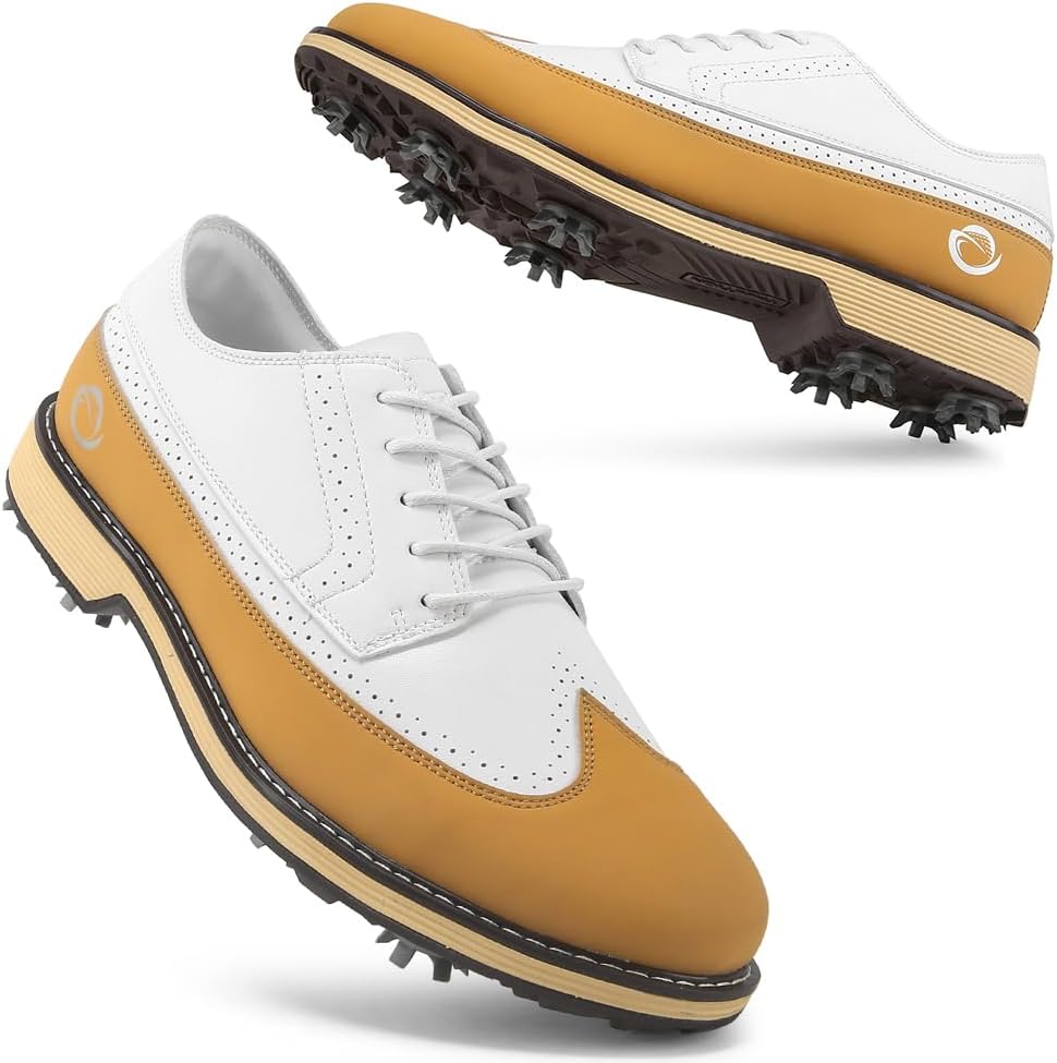 

Мужские профессиональные гольф обувь с шипами, мужские кроссовки для гольфа, мужская обувь для гольфа, мужские кроссовки для ходьбы и тренировок в гольф Ifrich, белый/желтый