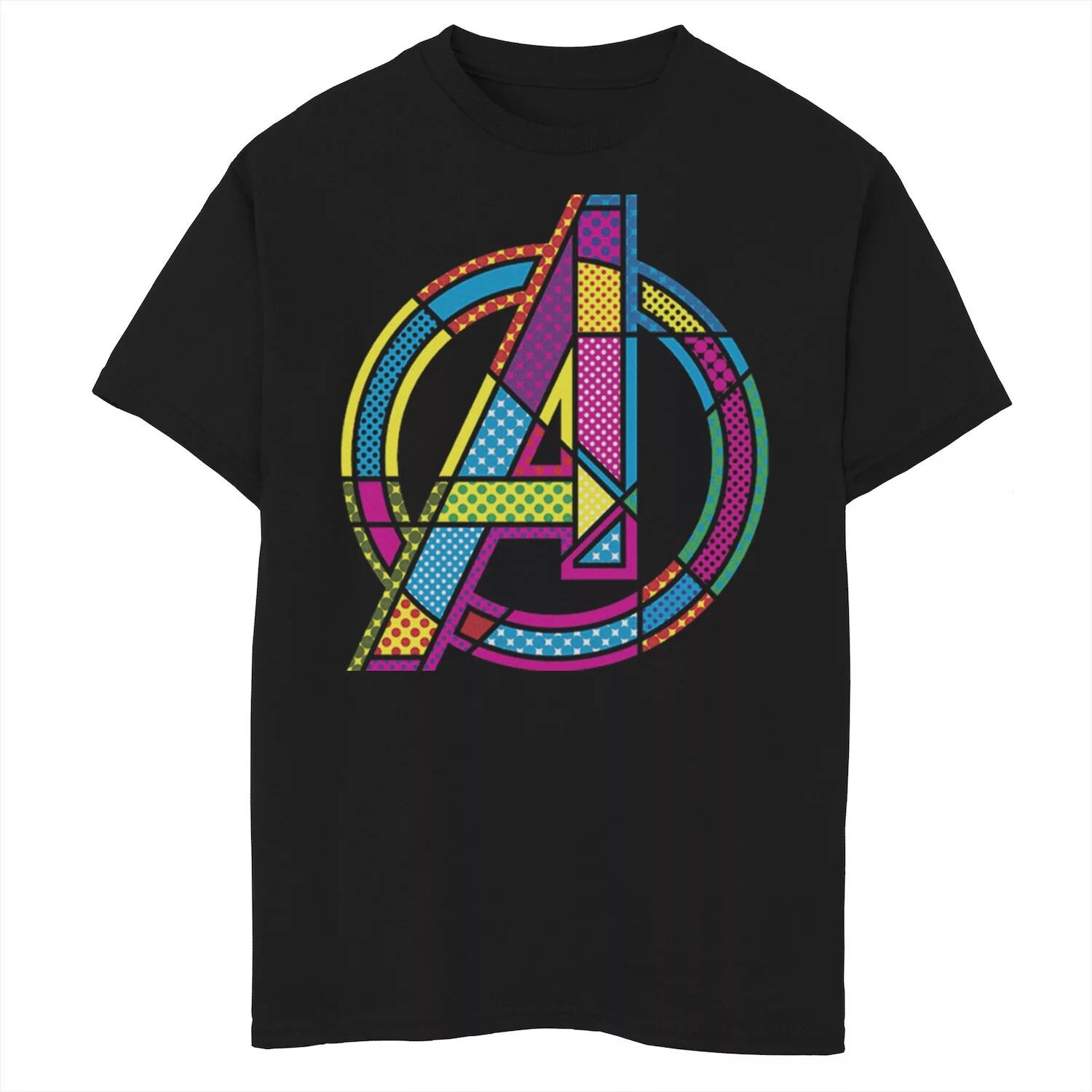 

Футболка с логотипом в стиле поп-арт и комиксами Marvel Avengers для мальчиков 8–20 лет Marvel, черный