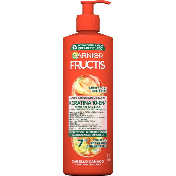 

Масло для волос fructis crema sin aclarado 10 en 1 adiós daños con aceite de marula para cabello dañado Garnier, объем 400 мл