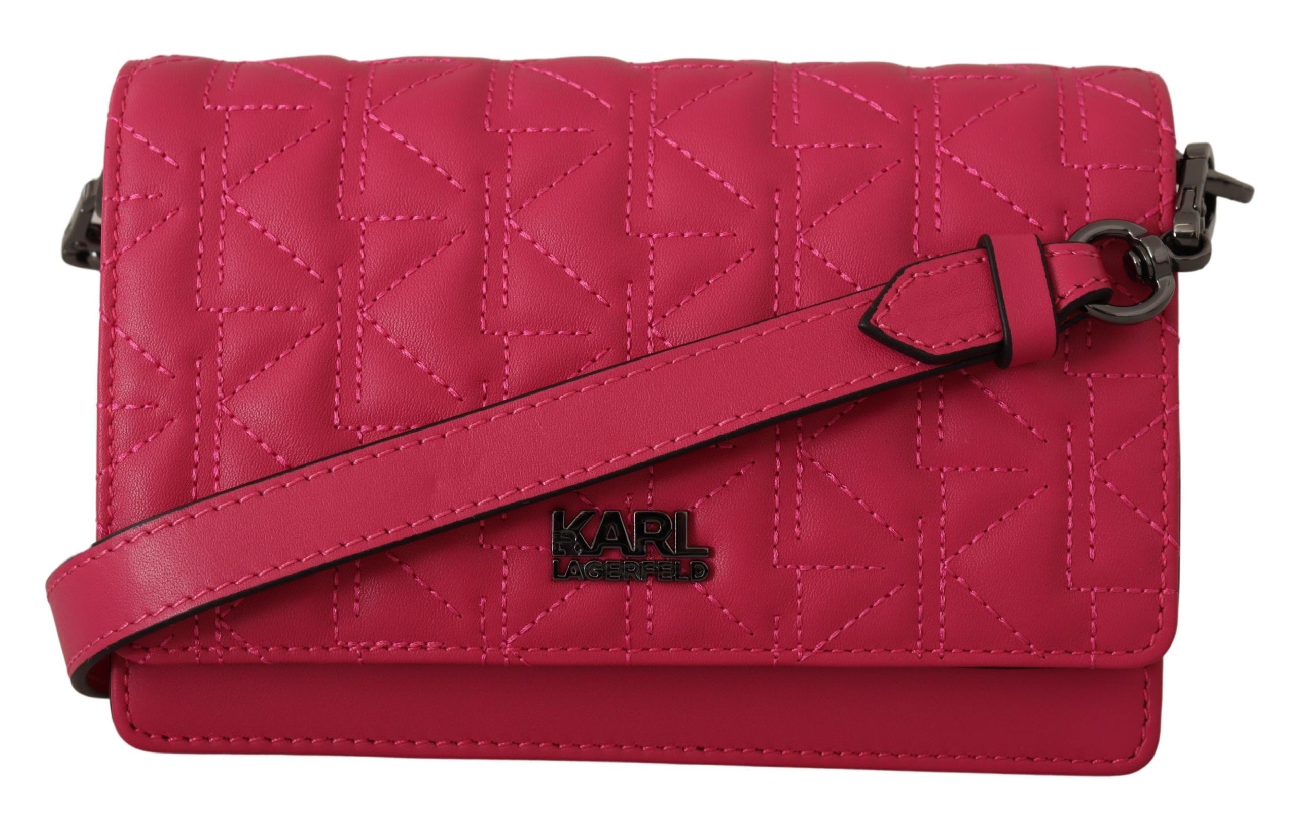

Шикарная кожаная сумка через плечо цвета пиона Karl Lagerfeld, розовый