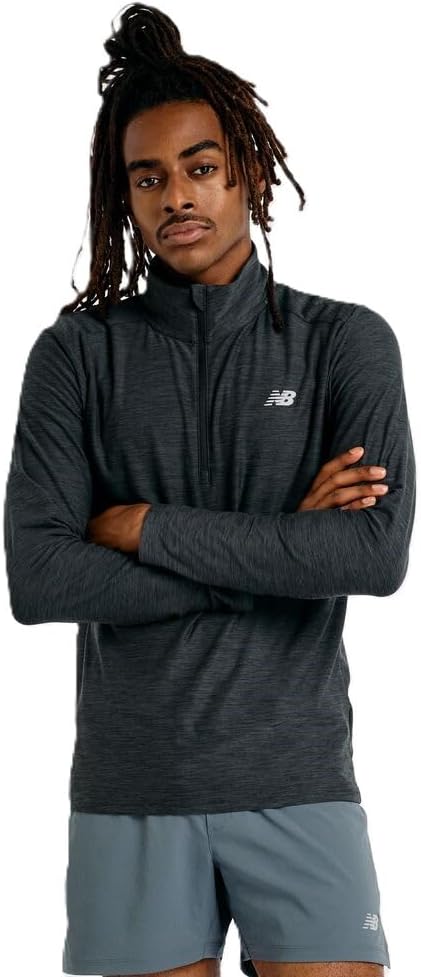 

Мужская куртка New Balance Space Dye с застежкой-молнией 1/4, Black Heather