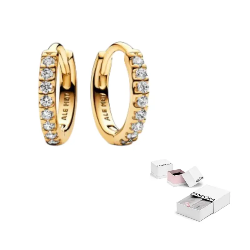 

Pandora Кубический цирконий, позолоченные, металлические, сплавленные серьги унисекс gold