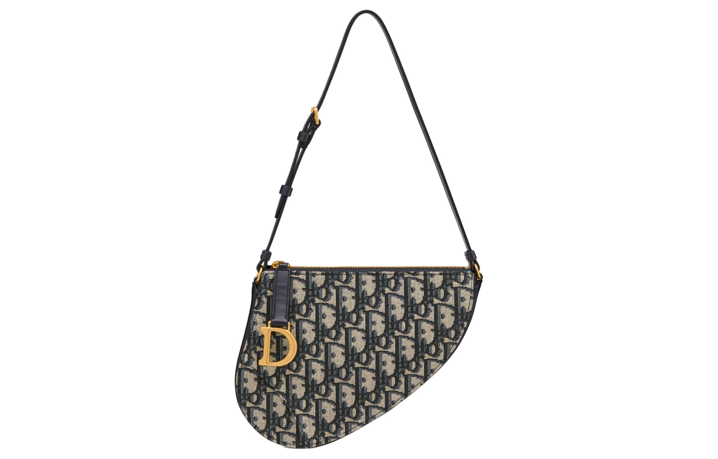 

DIOR Сумка-седло из жаккардовой ткани, женская, синяя