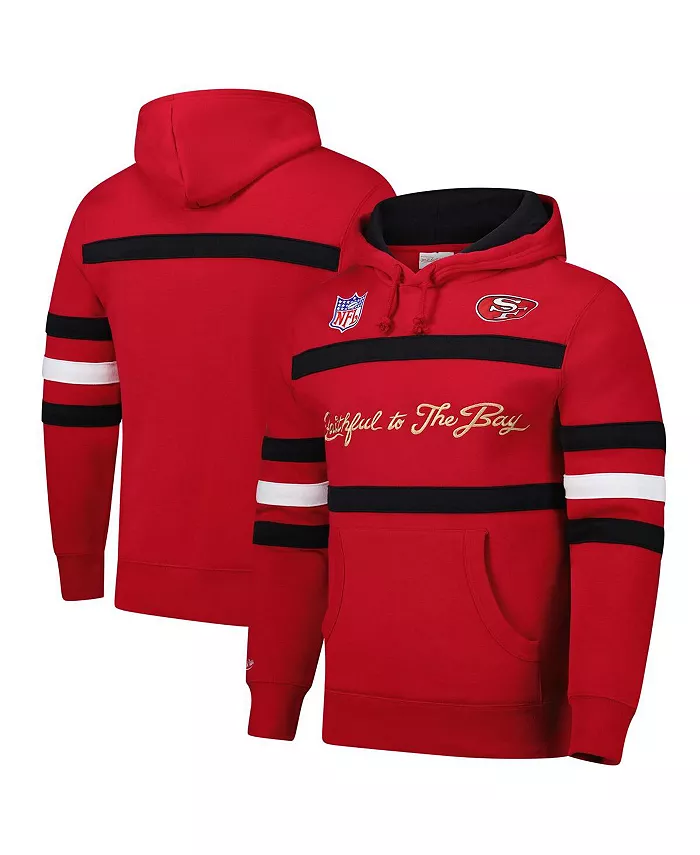 

Мужская флисовая толстовка с капюшоном Scarlet San Francisco 49ers Vintage Logo Head Coach Mitchell & Ness