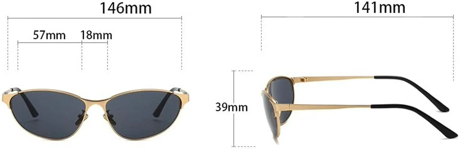 

Модные ретро-солнцезащитные очки «кошачий глаз» для женщин, стильные, забавные, в маленькой металлической оправе, с защитой от УФ-излучения UV400 mincl, Gray