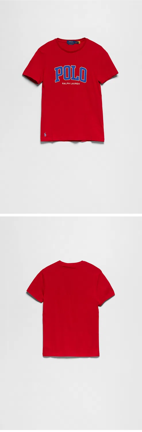 Мужская приталенная футболка Custom Logo Jersey красного цвета от Polo Ralph Lauren — фото 3