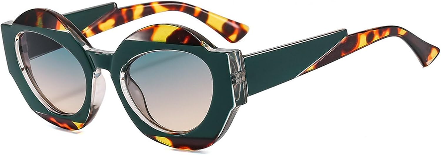 

Солнцезащитные очки COTIA Retro Unique Double Color Oval для женщин, модные, с прозрачным градиентом, защита от УФ-излучения UV400, для мужчин, нестандартной формы, Green