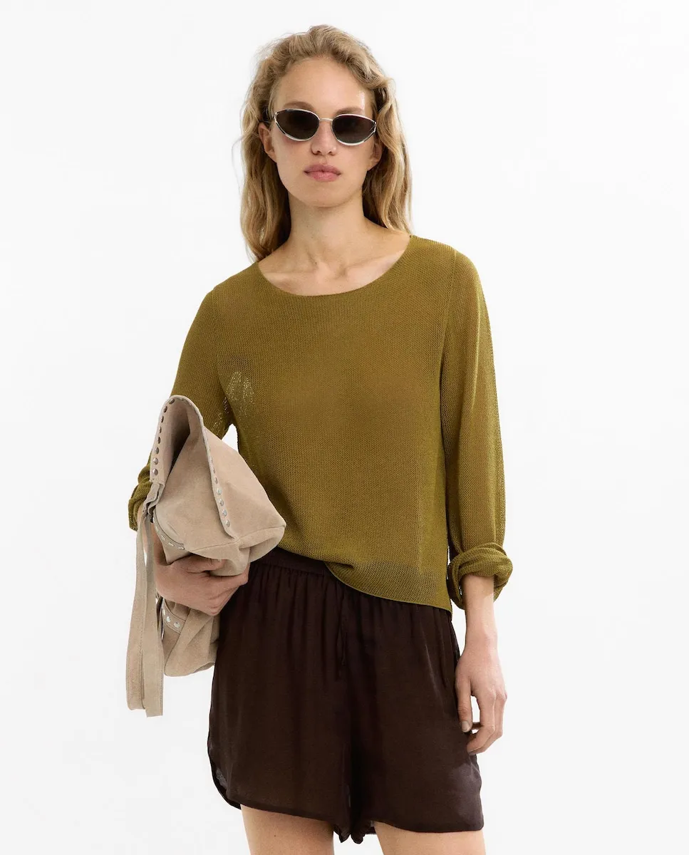 

Женский джемпер из тонкой пряжи с круглым вырезом Parfois, хаки