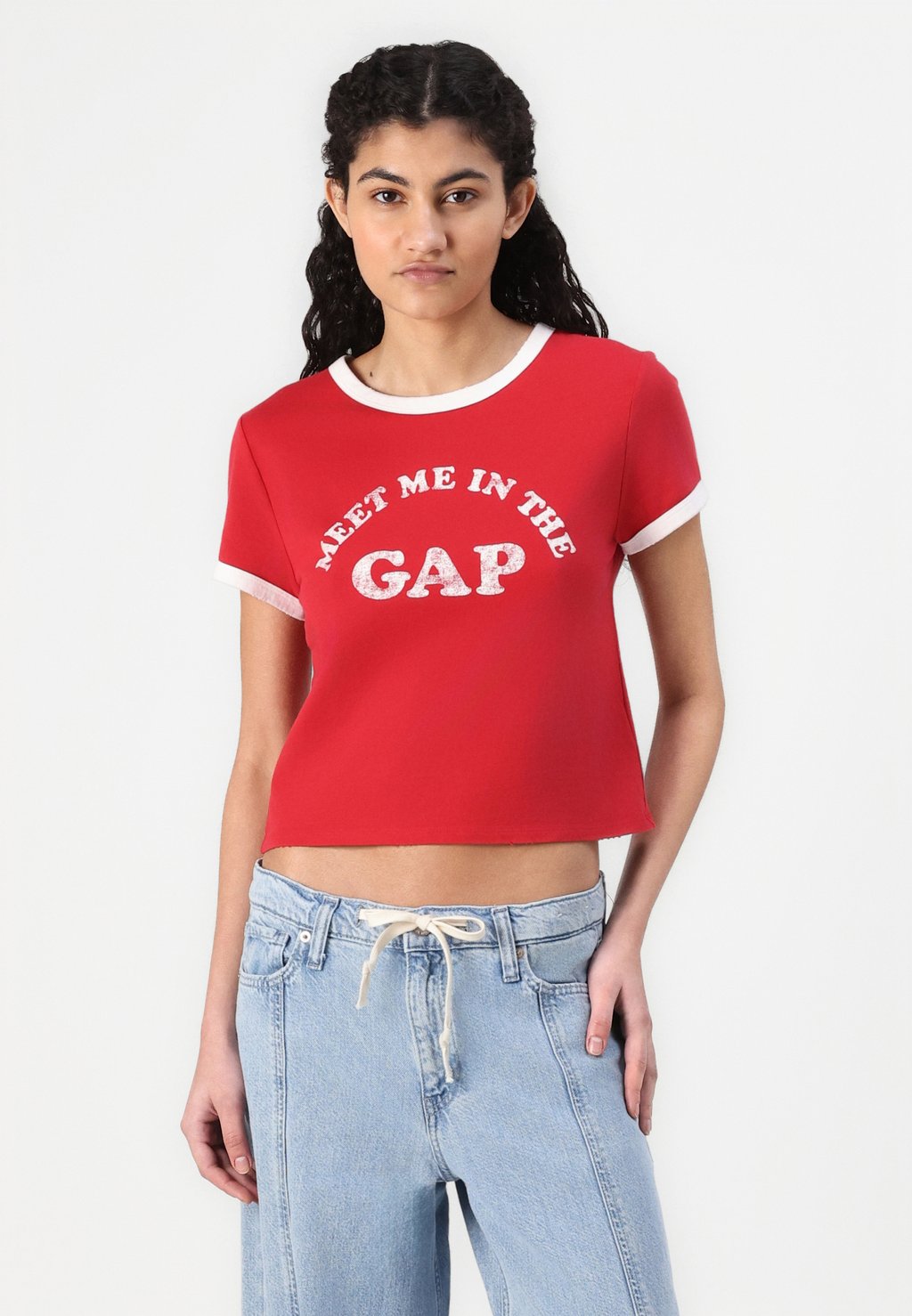 Футболка с принтом LOGO MEET ME CROP CREW GAP, красный — фото 4