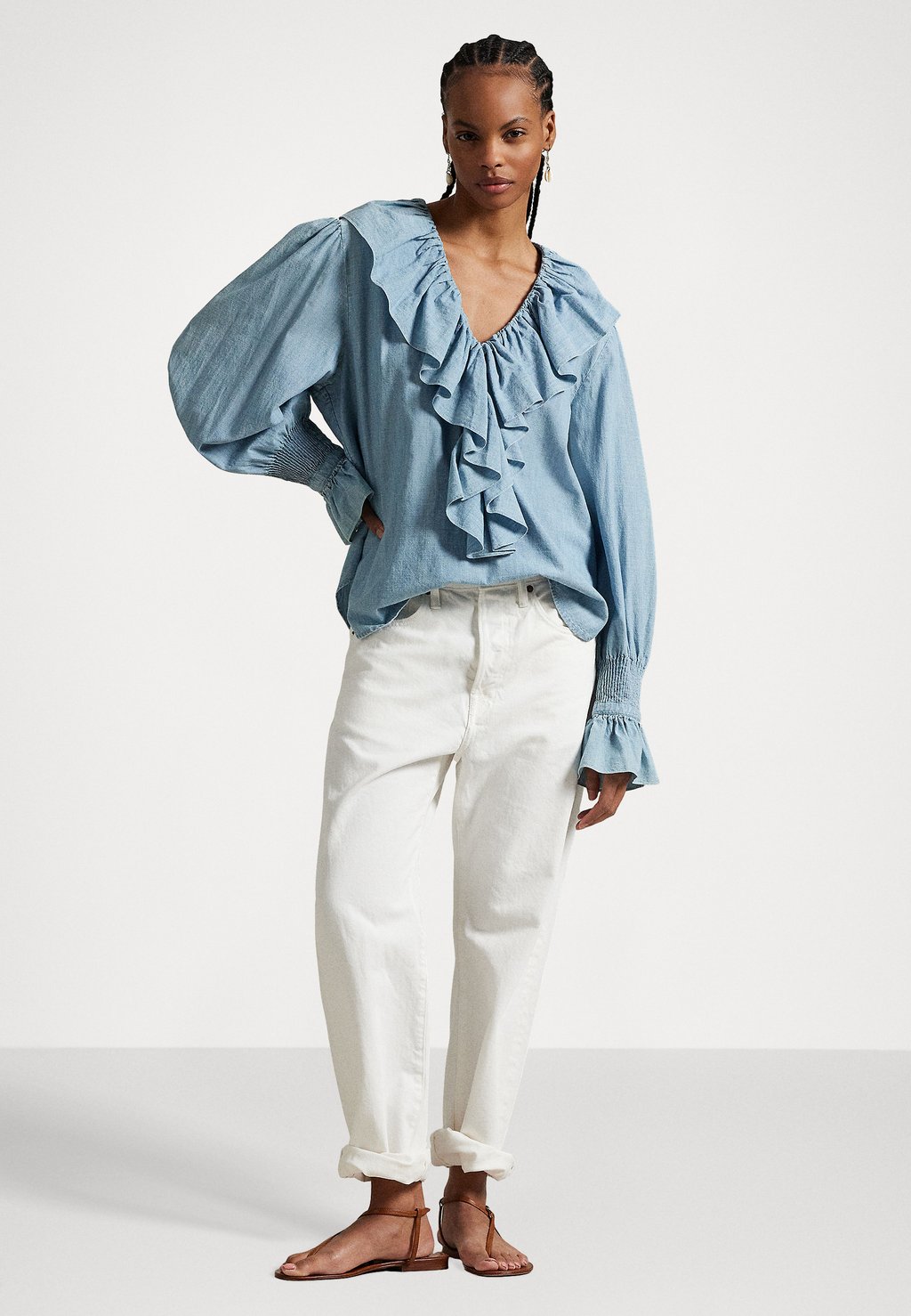

Блуза LONG SLEEVE BLOUSE Polo Ralph Lauren, светло-голубой