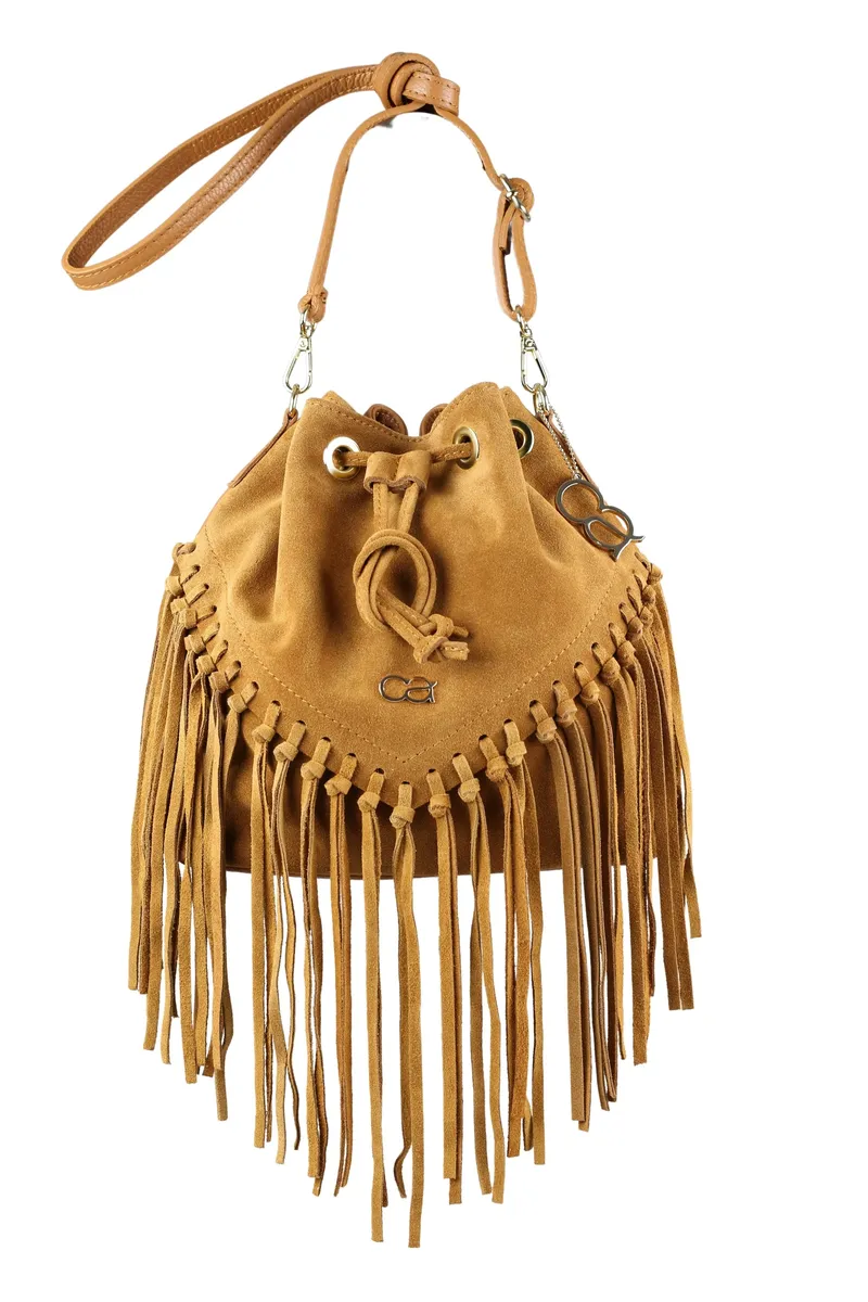 

Сумка через плечо COLLEZIONE ALESSANDRO "Cowgirl" из замши с бахромой, коричневый
