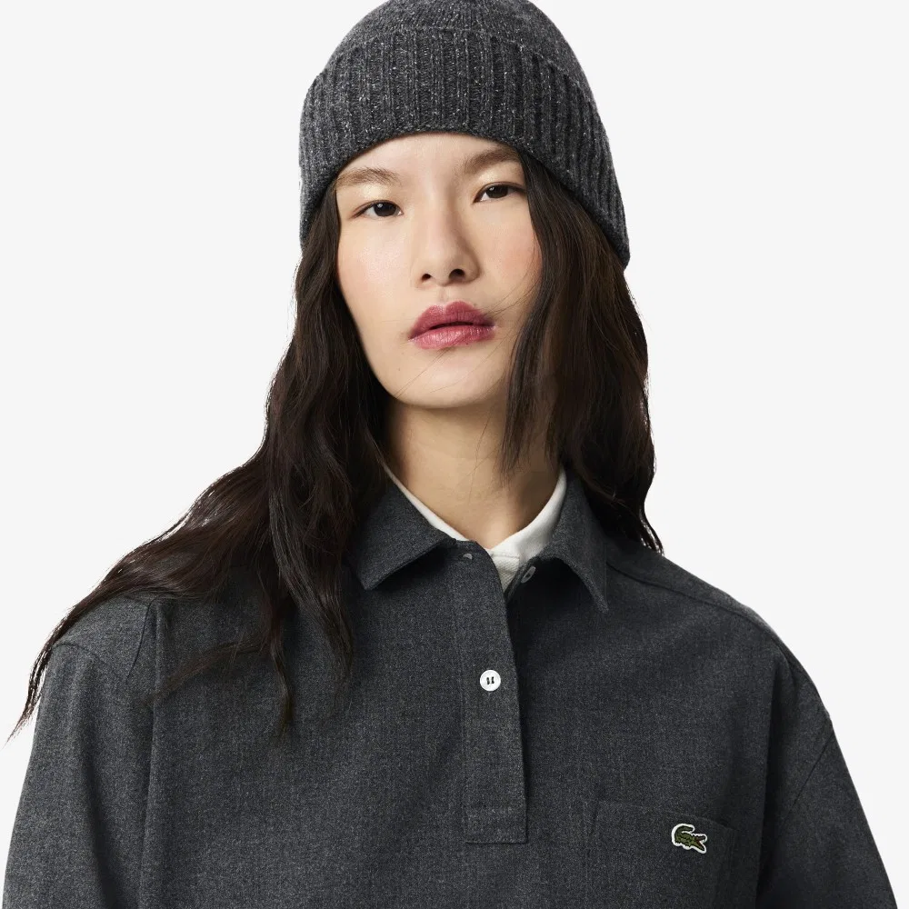 Топ женский Lacoste Flannel Polo, серый — фото 2