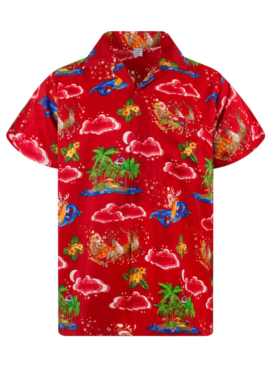 

Рубашка на пуговицах классического кроя King Kameha Christmas Island, красный