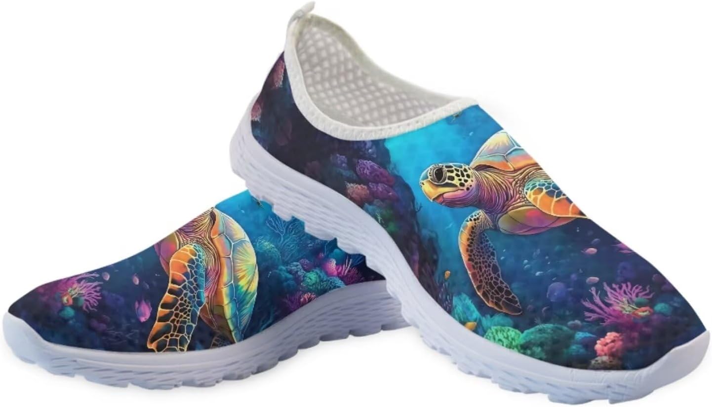 Кроссовки Forchrinse Panda для женщин и мужчин Go Walk Slip-on для бега и ходьбы, Underwater Sea Turtle — фото 2