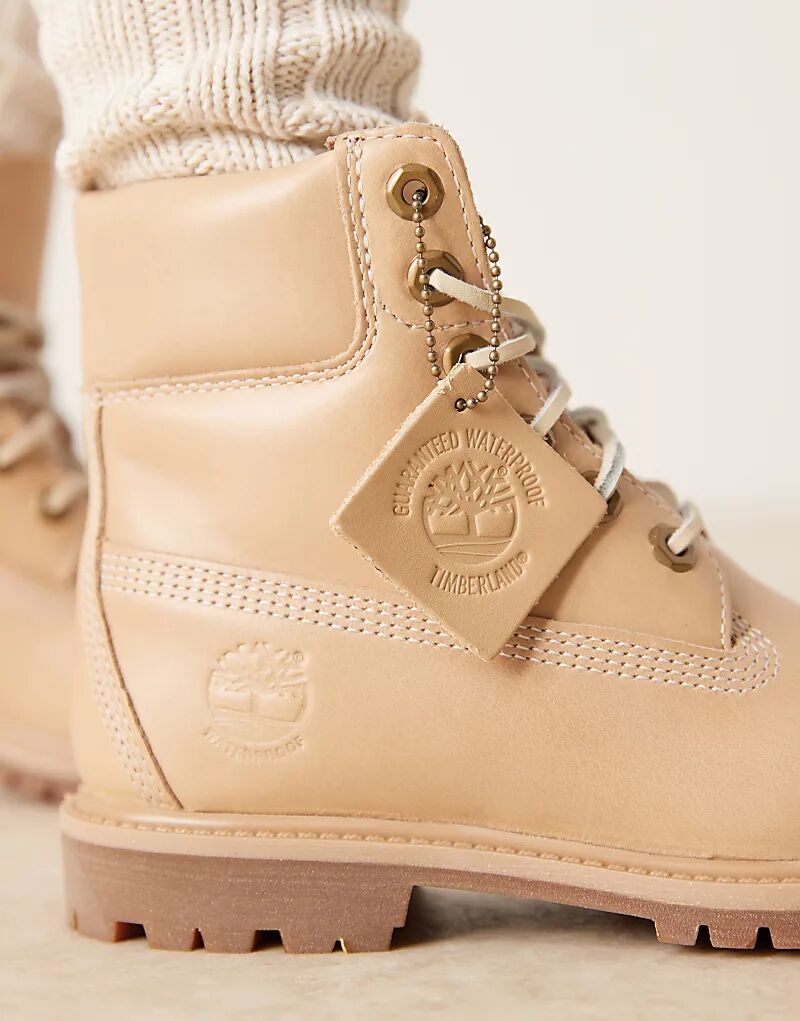 Премиальные ботинки Timberland высотой 6 дюймов из средне-бежевой кожи — фото 3