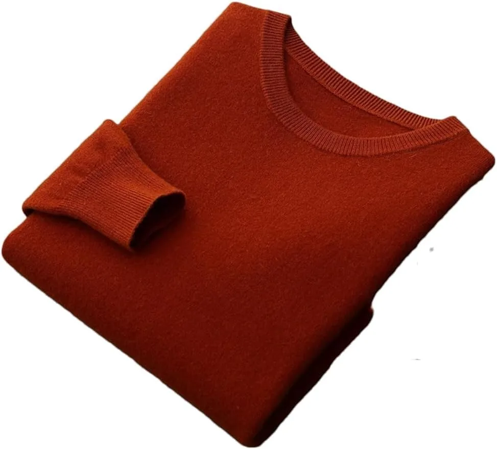 

Мужской свитер из мериносовой шерсти с круглым вырезом, легкий пуловер