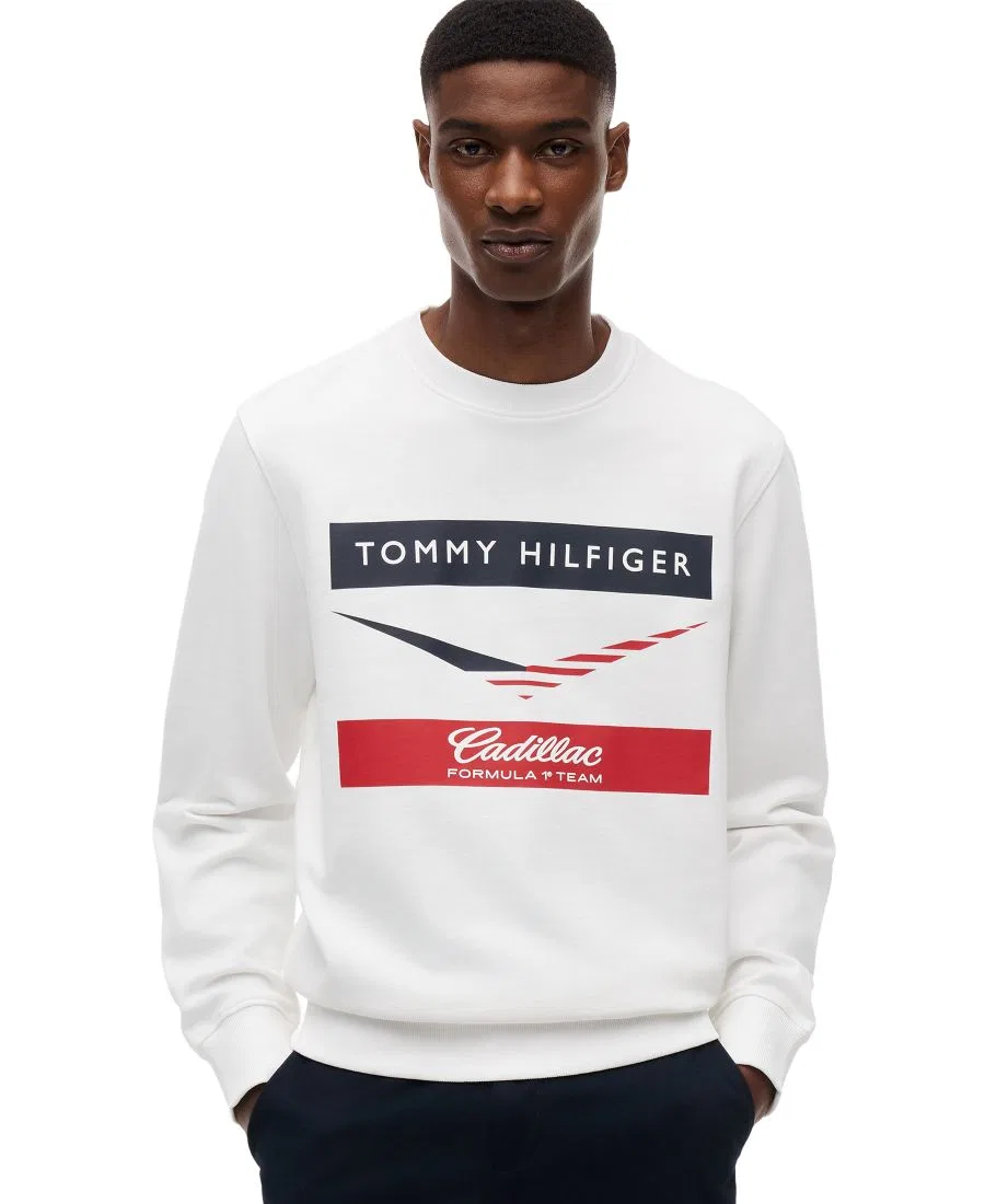 Мужской свитшот с логотипом "шеврон" x Cadillac F1 Tommy Hilfiger, белый