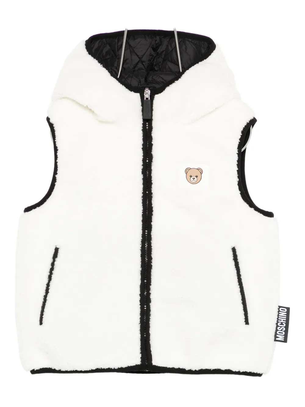 

Жилет с капюшоном и логотипом Тедди Moschino Kids, белый