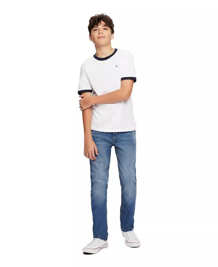 Футболка Ken с контрастной отделкой и вышитым логотипом Little Boys Tommy Hilfiger, белый — фото 3