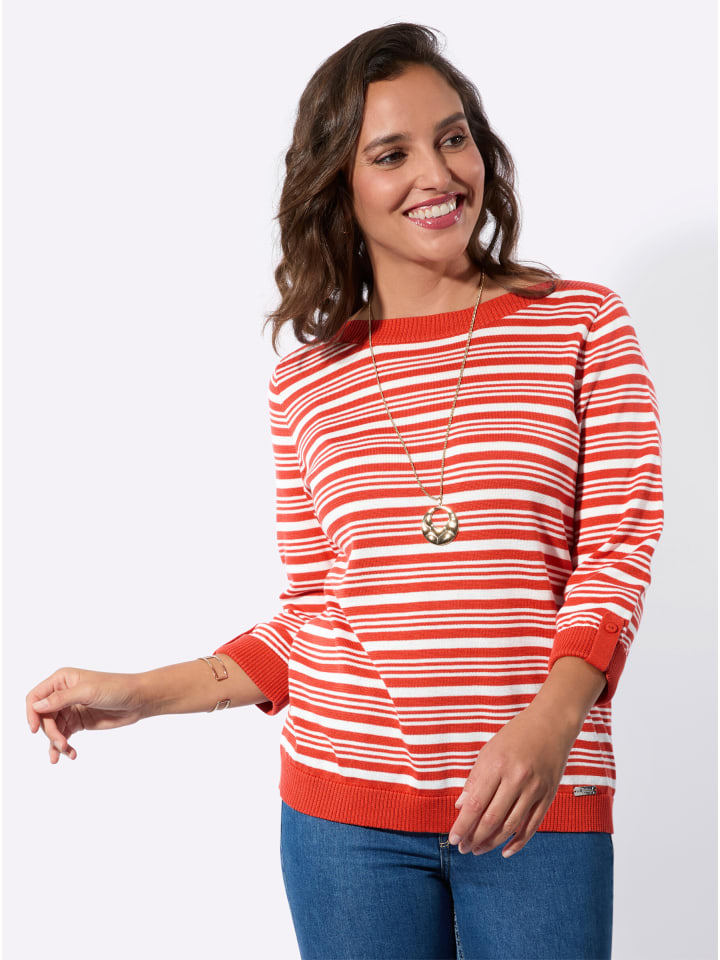 

Хлопковый свитер в полоску цвета терра-экрю WITT WEIDEN