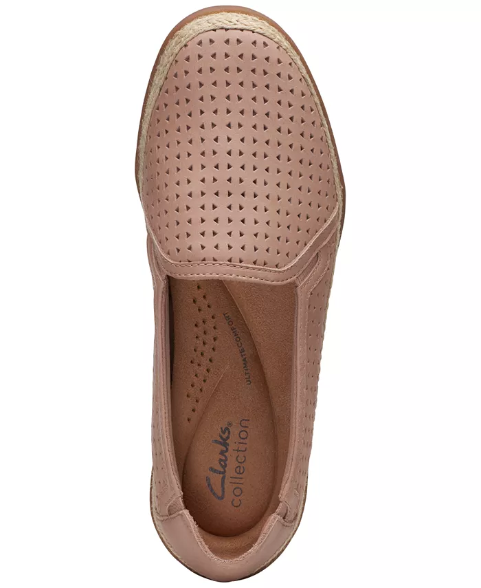 Слипоны-эспадрильи из кожи на плоской подошве Clarks, коричневый/бежевый — фото 4
