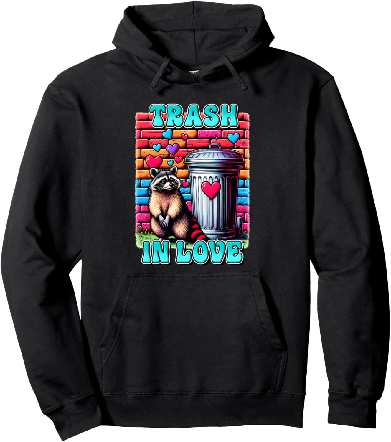 

Толстовка Lovetrash Raccoon Groovy Retro ко Дню святого Валентина Garbage Pit Raccoon Tees Nyc, черный
