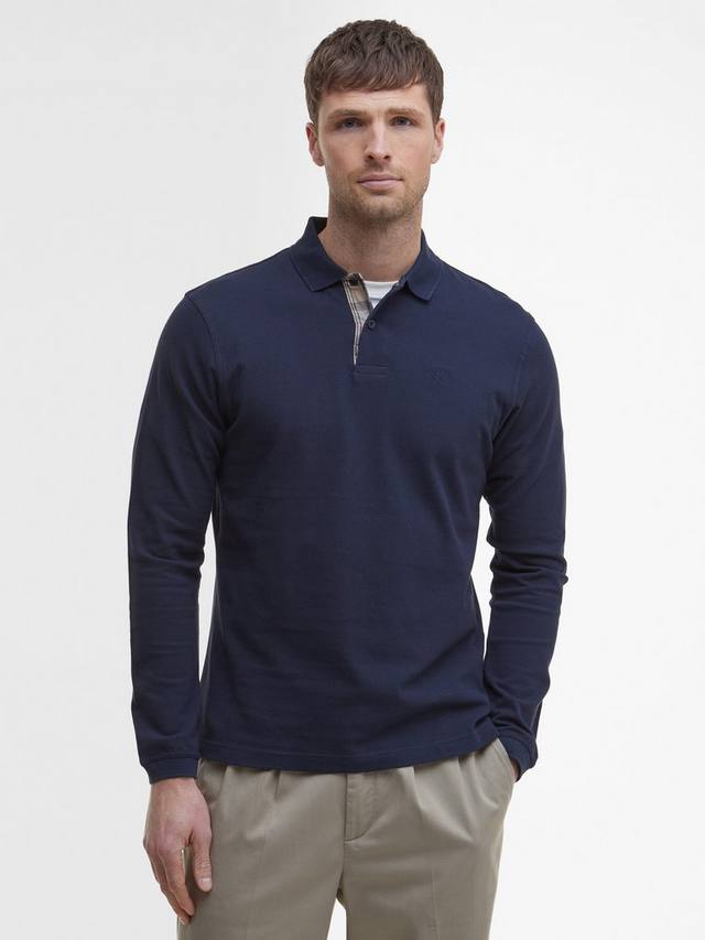 

Длинный поло с рукавом в клетку пике Barbour, Navy