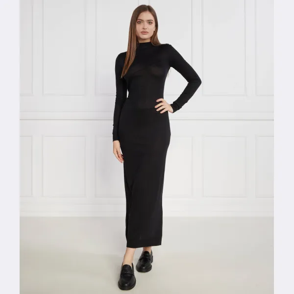 Платье из лиоцелла со сборкой на талии Calvin Klein, черный — фото 2