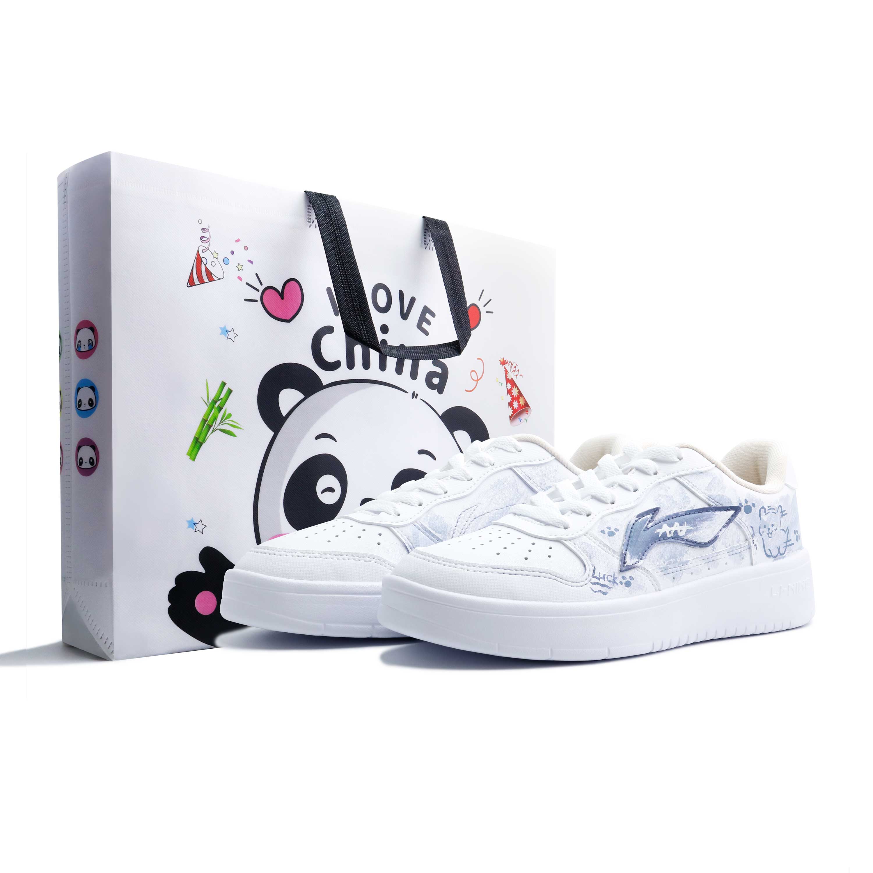 

LINING Лининг Понтон Боутс Блюдог износостойкие и легкие низкие скейтерские унисекс сине-белые, цвет Bluedog Box