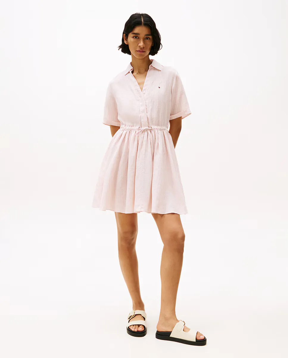 

Короткое льняное платье с коротким рукавом Tommy Hilfiger, цвет Rosa claro